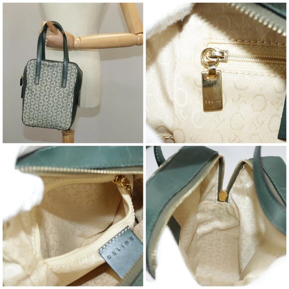 Auth CELINE C Macadam Canvas Hand Bag Gray Gold - Picture 15 of 15